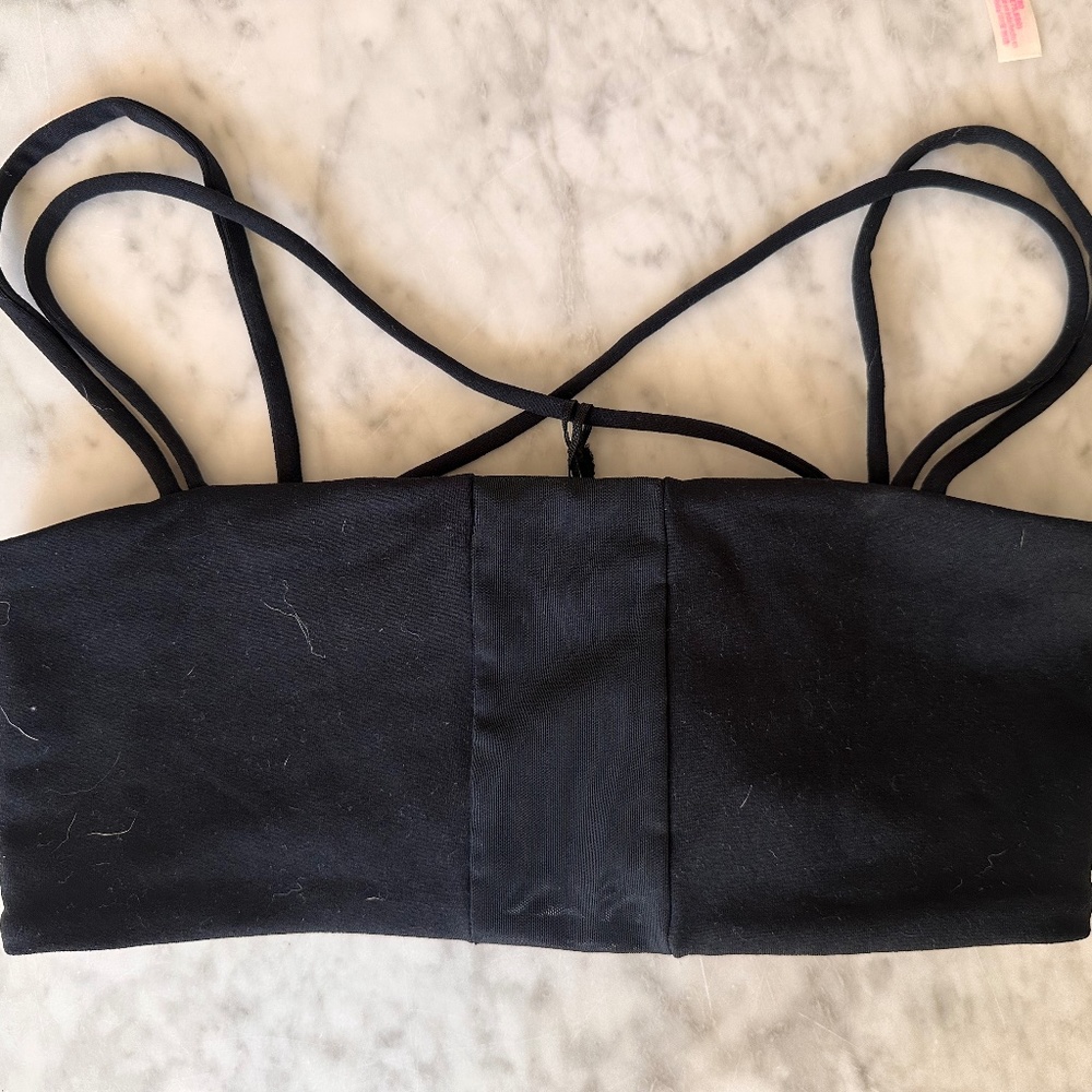 David Lerner Black Multi-Strap Bandeau Bra, Size Medium (M)